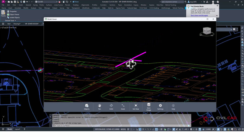 Creating Sewer laterals Pipes & Profiles